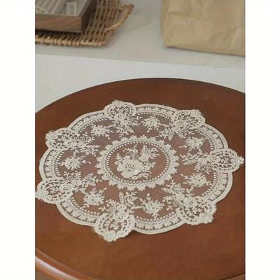 1 Stück Vintage Häkelspitze Tischdecke, Blumenmuster - Perfekt als Hitzebeständig, Staubschutz für Heißluftfritteuse, Heimdekor Spitze Tischdecke Böhmisches Platzset