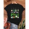 T-shirt Grafica con Lettera Pianta da Donna Casual Manica Corta Divertente Stampa Pianta da Casa Morbida Comoda Girocollo Top
