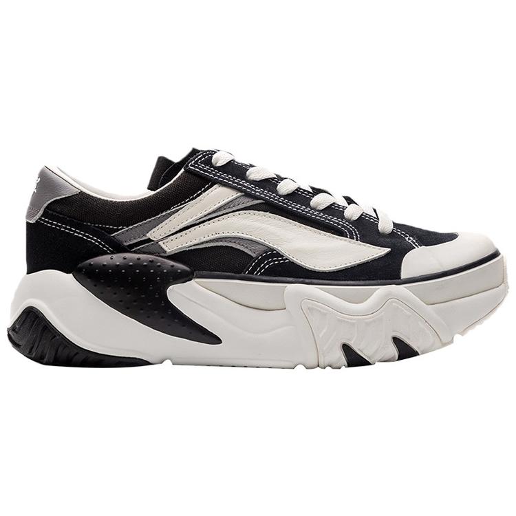 New LiNing Anti Slip Wear Resistant Low Top Sports Casual Shoes Men's Black White AGCP309-7