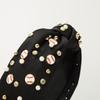 Heming Pearl-Decorated Baseball Headband: Fashionable Wide-Brim Fabric Hair Accessory