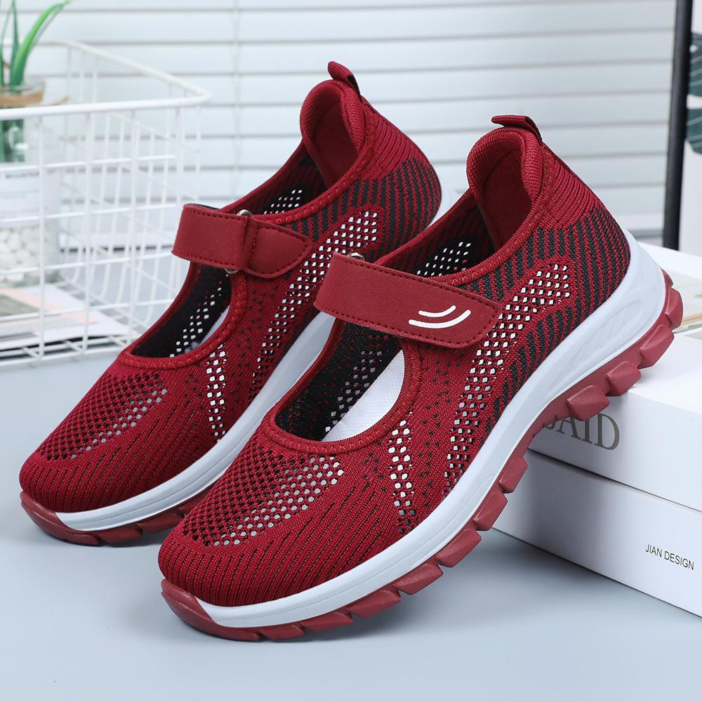 Jinshiyuanshu Shoes women's casual shoes processing custom soft sole middle-aged and elderly mother shoes lightweight Velcro elderly shoes