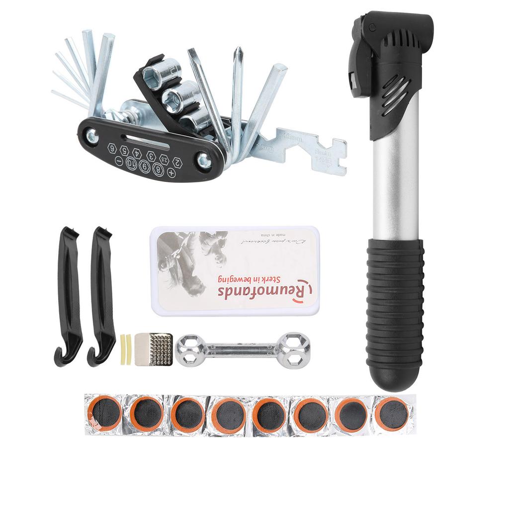 Bicycle Repair Bag Set Tire Fix Tool with Pimp Patches Wrench Storage Pack Repairing Tool