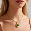 Foreign Trade Jewelry, Retro High-End Stainless Steel Natural Stone Pendant Necklace Female Nc-2534
