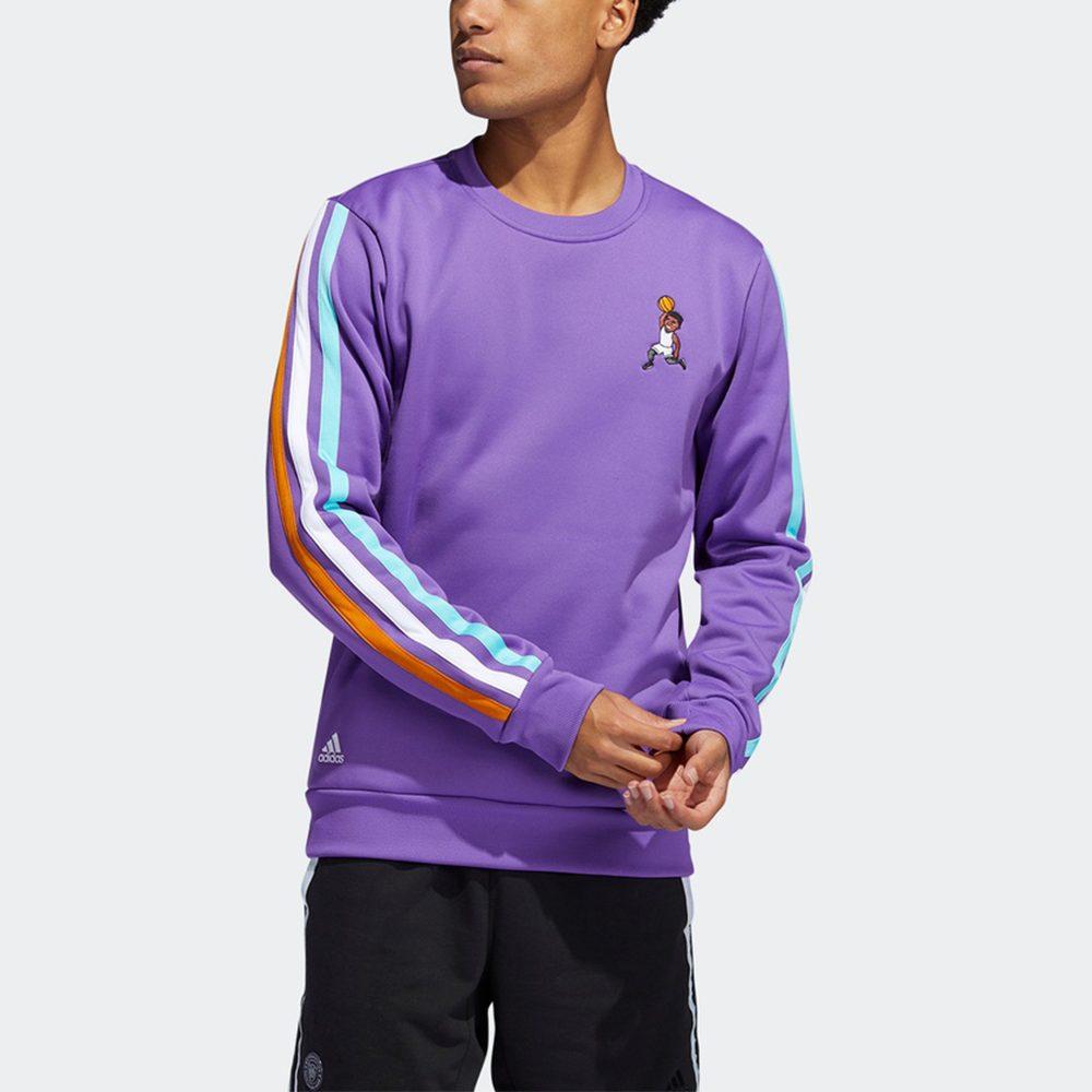 Adidas Sweatshirts Men's Purple Crew Neck Moderate Regular H43782