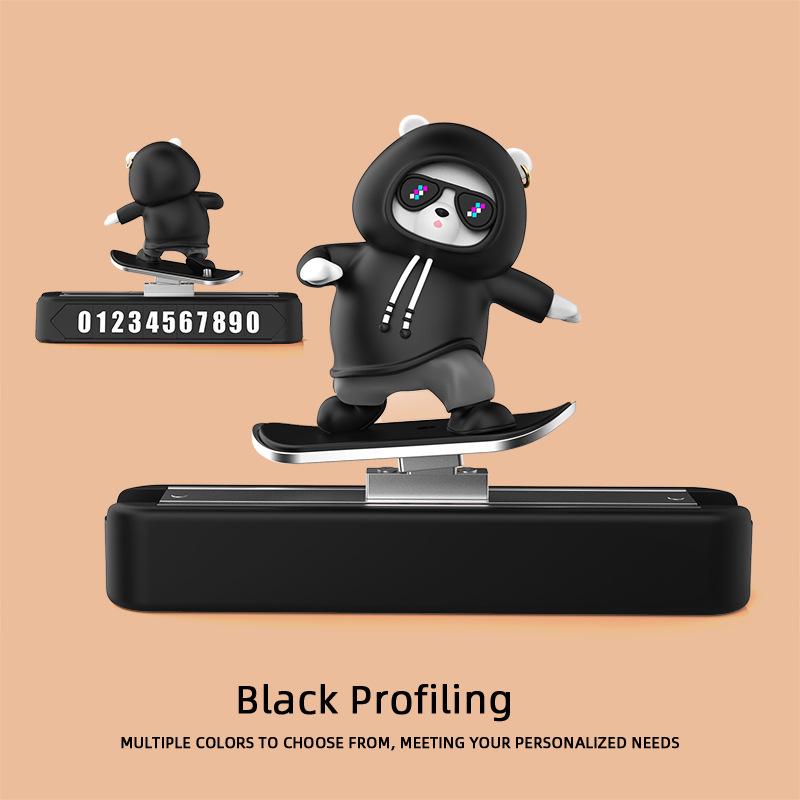 Cross-Border Skateboard Bear Ornament: Creative Floating Bear for Car Interiors