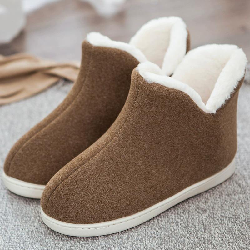 Warm Cotton Shoes Lightweight Indoor Thickened Fleece and Furry Shoes High-top Warmth Non-slip Cotton Slippers Snow Boots