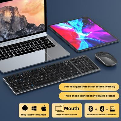 Bluetooth Keyboard Mouse Combo Wireless Rechargeable Mini Silent 3 Mode for iPhone iPad Huawei