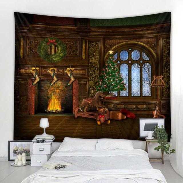 Christmas Tapestry Wall Hanging Christmas Tree Fireplace Decoration Environmentally Friendly Printing Soft Hanging Cloth