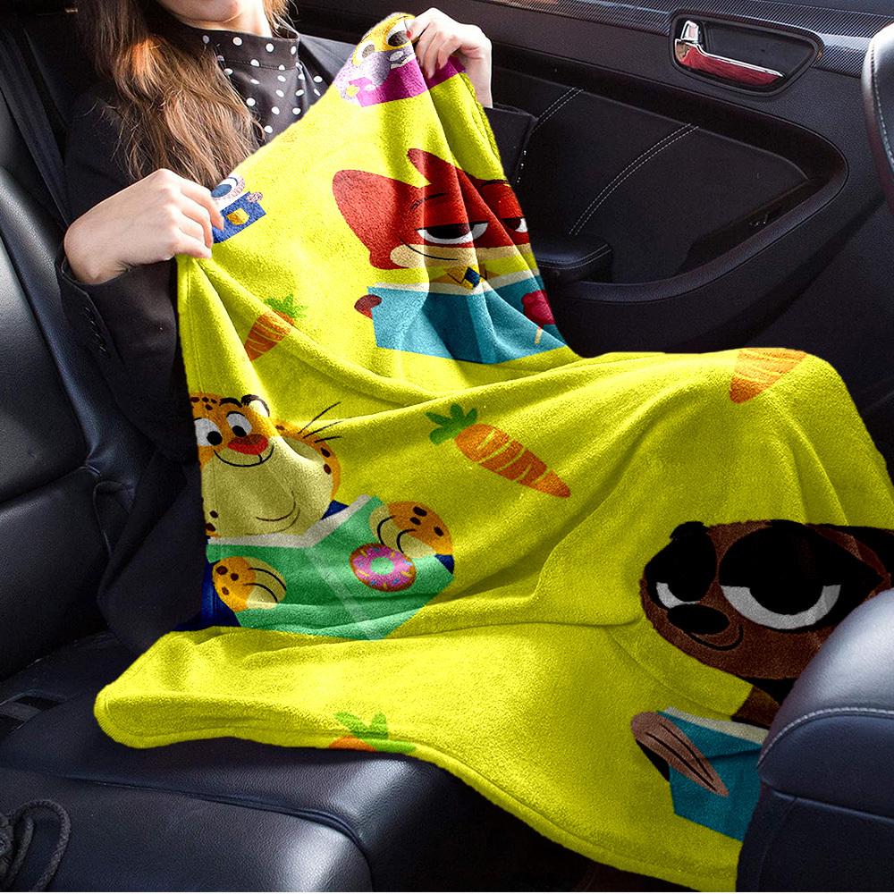 1pc Flannel Cartoon Animal Reading Pattern Small Coverlet for Bed, Suitable for Ation, Soft and Comfortable, Suitable for Sofa Blanket
