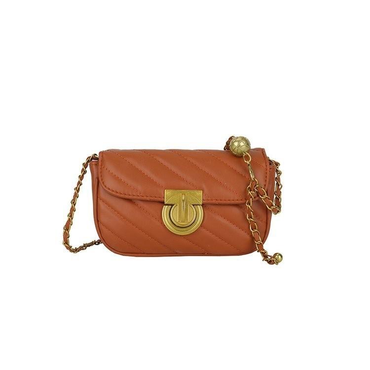 

Stylish Casual Small Shoulder Bag For Women With Chain Lock Closure In Trendy Colors Brown