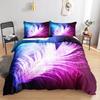 3D Feather King Queen Duvet Cover Blue Bohemian Bird Feather Full Twin Bedding Set Peacock Feather 2/3pcs Polyester Quilt Cover