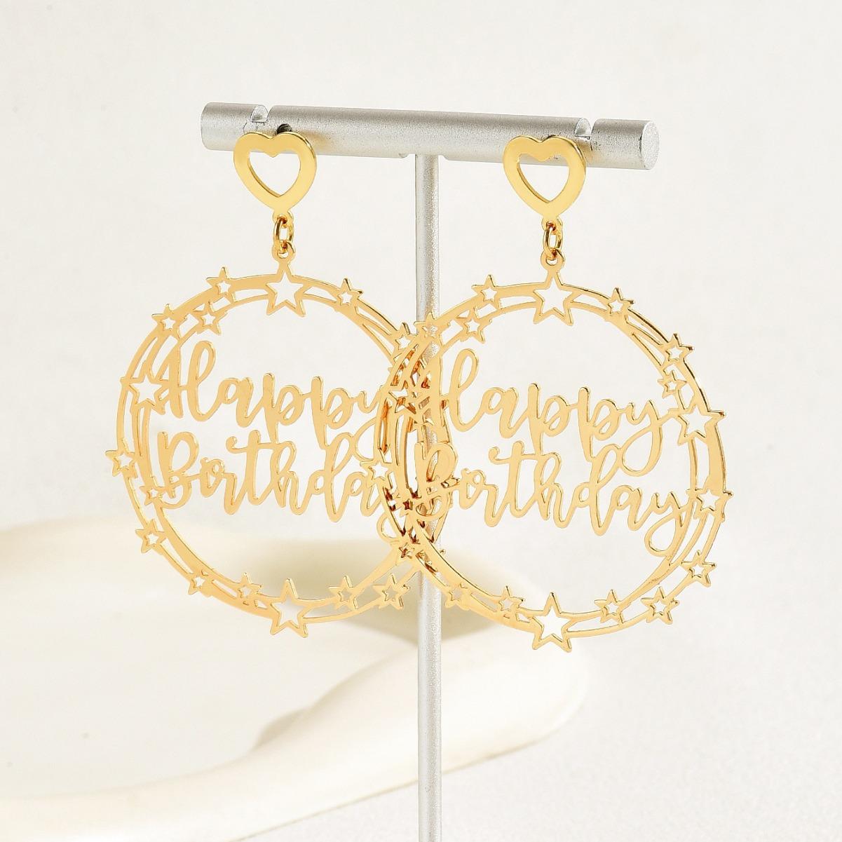 

Простые металлические любовные письма-благословения большие серьги любовный дизайн темперамент преувеличенные серьги-гвоздики серьги