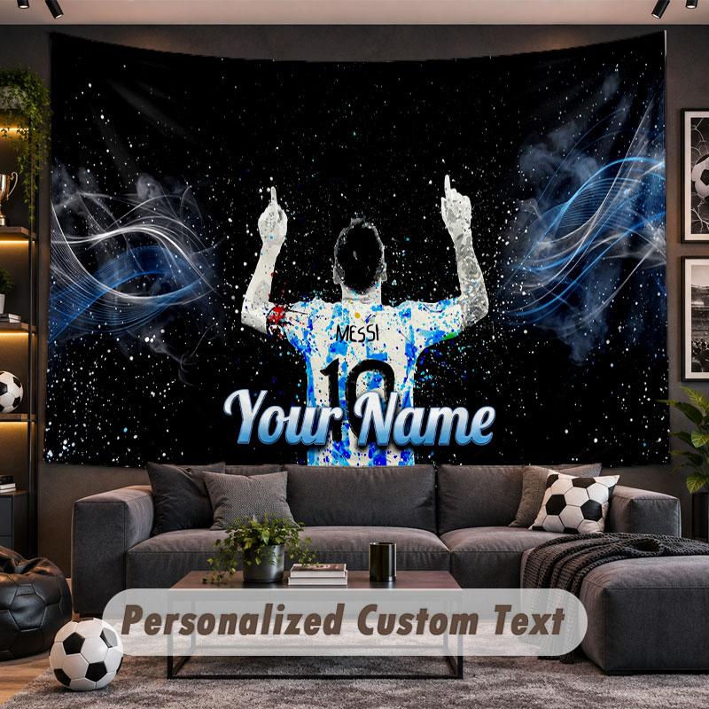 Wall Hanging Tapestry Custom NameLionel Messi Pattern Personalized Printed Fabric Wall Decor