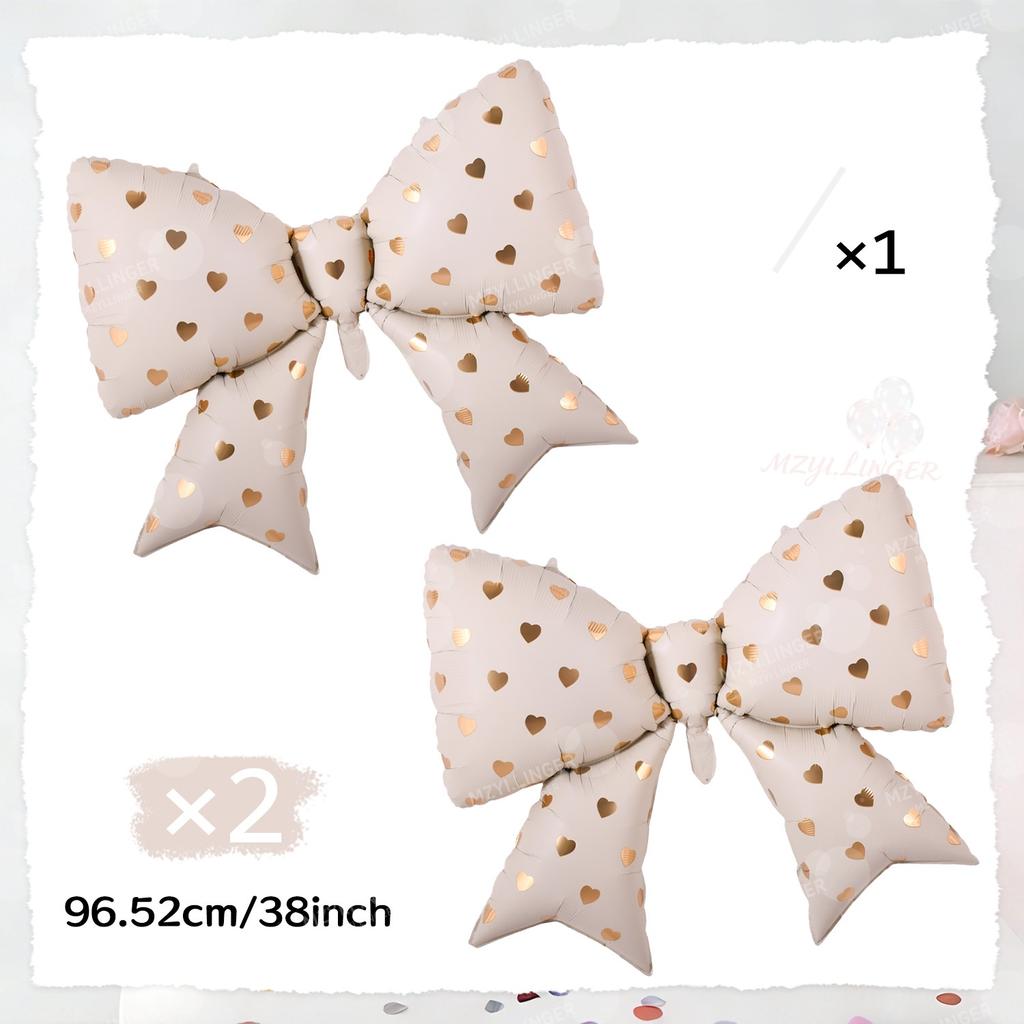 Love Print Bow Aluminum Film Balloon Pink Red Bow Balloon for Birthday Party Wedding Season Mother's Day Decoration Photo Props