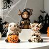 Dark Aesthetic Home Accessories 3Pcs Halloween Resin Cattle Figurines Highland Cow Statues of Grim Reaper Seasonal Holiday Party Favors Mummy