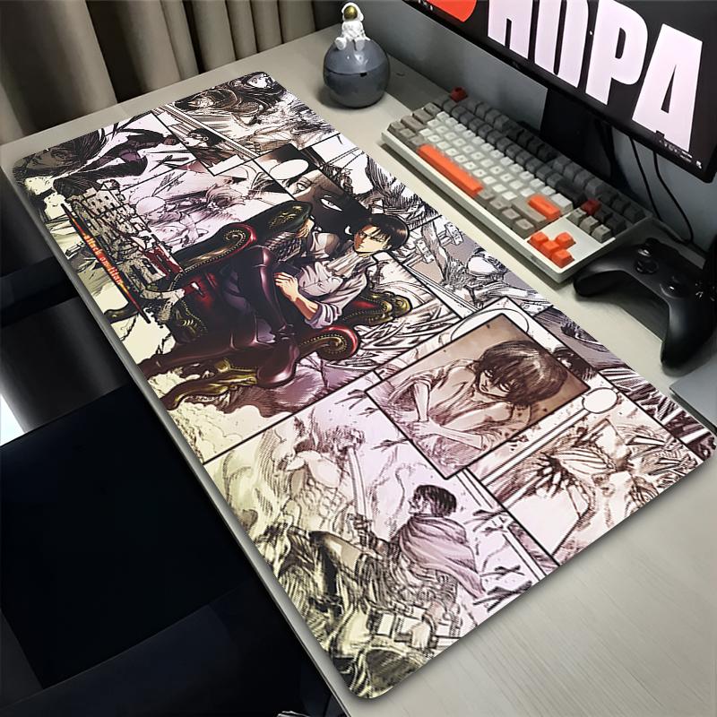 Mouse Pad Laptop Anime Extended Desktop Mat Computer Gamer HD Mousepad PC Gaming Accessories Aattack on Titan Levi Keyboard Pad