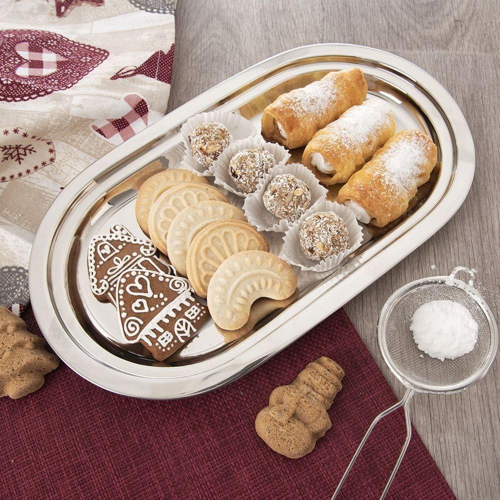 Stahl Serviertablett Ovale Platte Sandwich Snack Platte 33x19