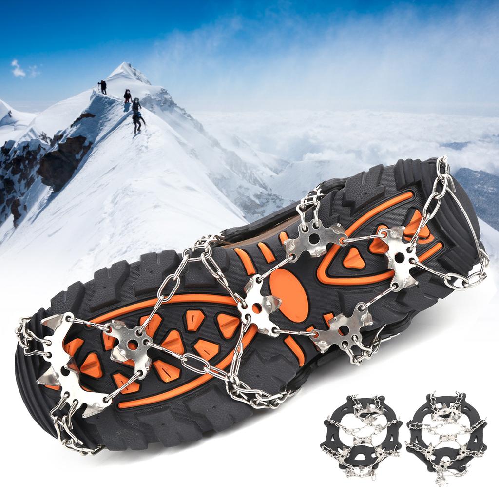 2Pcs 19 Teeth Outdoor Snow Climbing Crampons AntiSlips Shoes Covers Mountaineering Spikes