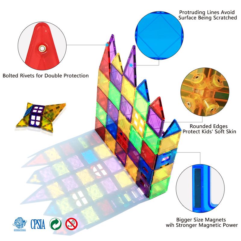 26PCS Magnetic Blocks Tiles Big Size Building Construction Games Magnet STEM DIY Educational Toys for Children Stylish Appearance Practical Daily Use