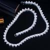 WWJ Super luksusowy biały złoty kolor cyrkonia Love Heart naszyjnik choker tenisowy