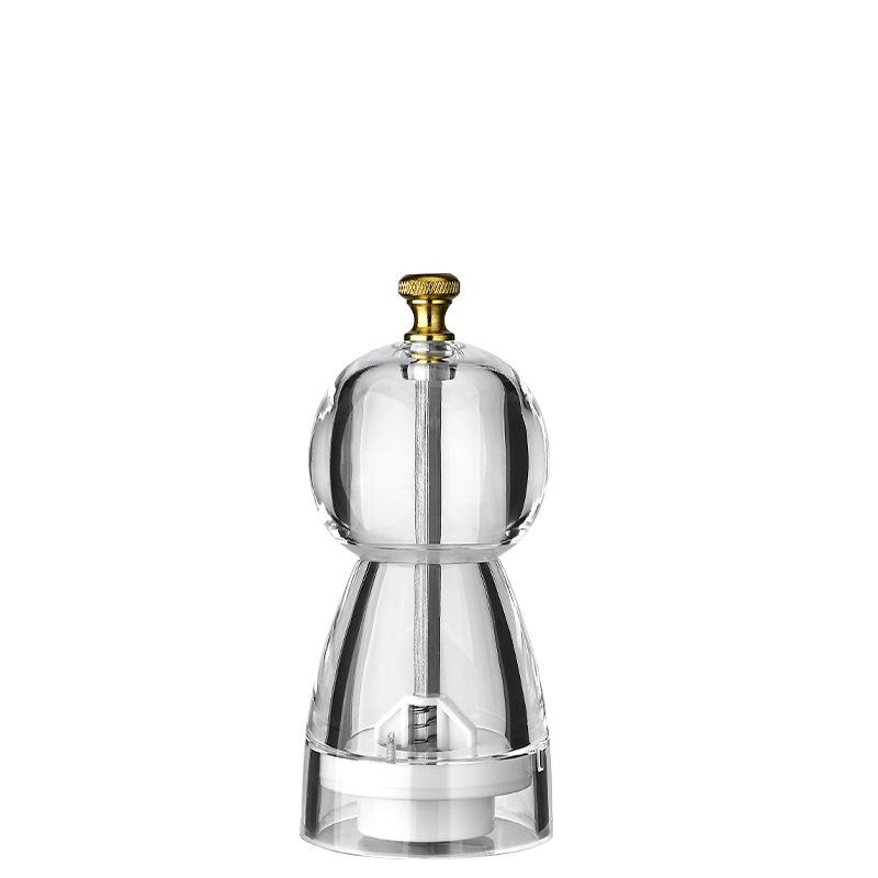 1pcs Manual Round Head Pepper Sea Salt Grinder Acrylic Acacia Wood Grinder Ceramic Core Kitchen Tools