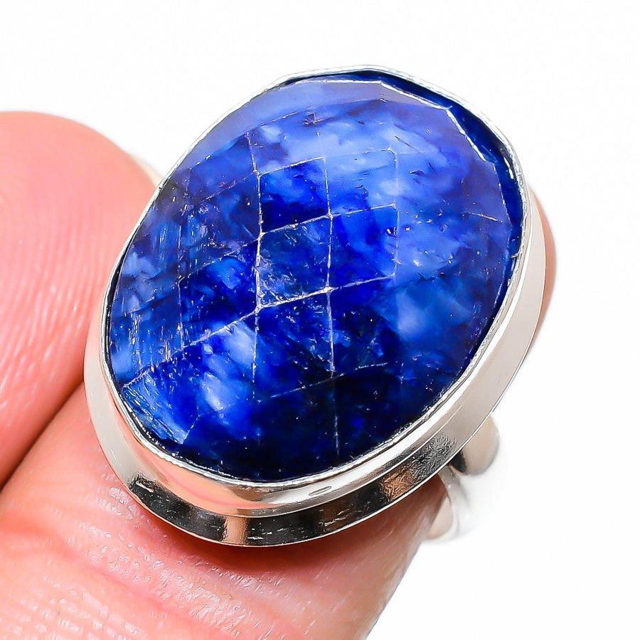 

Сапфир натуральный драгоценный камень 925 стерлингового серебра ювелирное кольцо размер 7 Z0E19