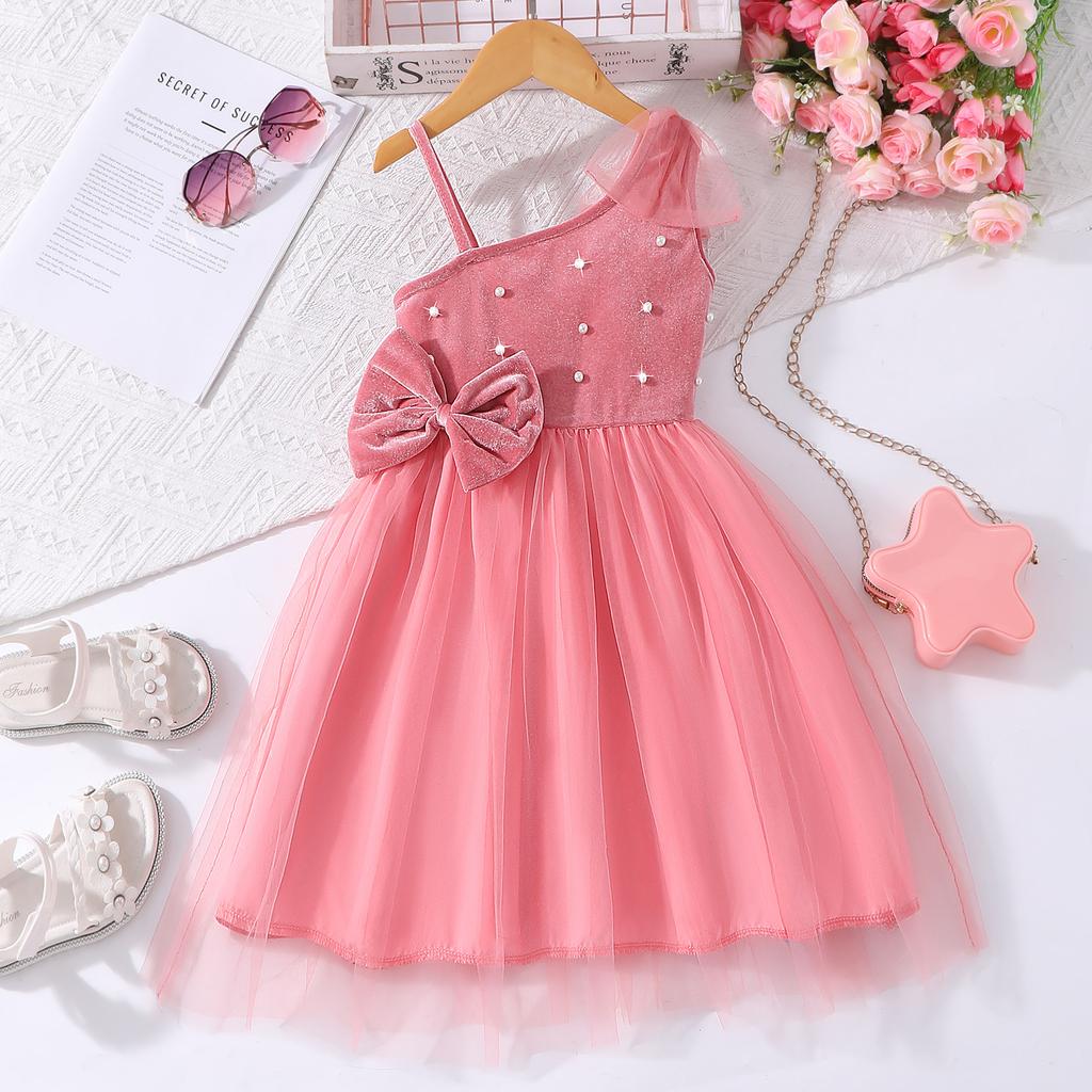 Chicas (Grande y Pequeño) Vestido Volantes Mangas Acampanadas Malla en las Axilas Cuello Redondo Verano Casual