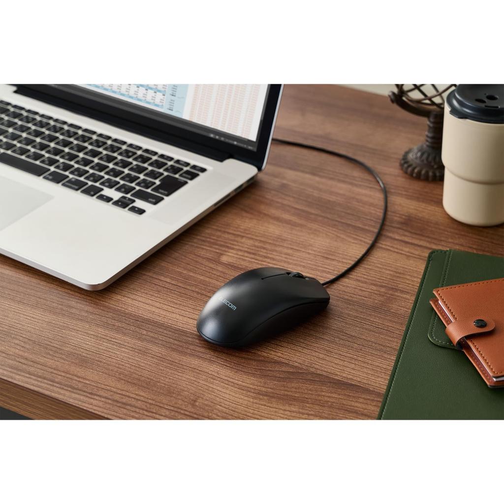ELECOM Wired 3 Mouse, Buttons, Symmetrical, Large, Black, M-LE10URABK