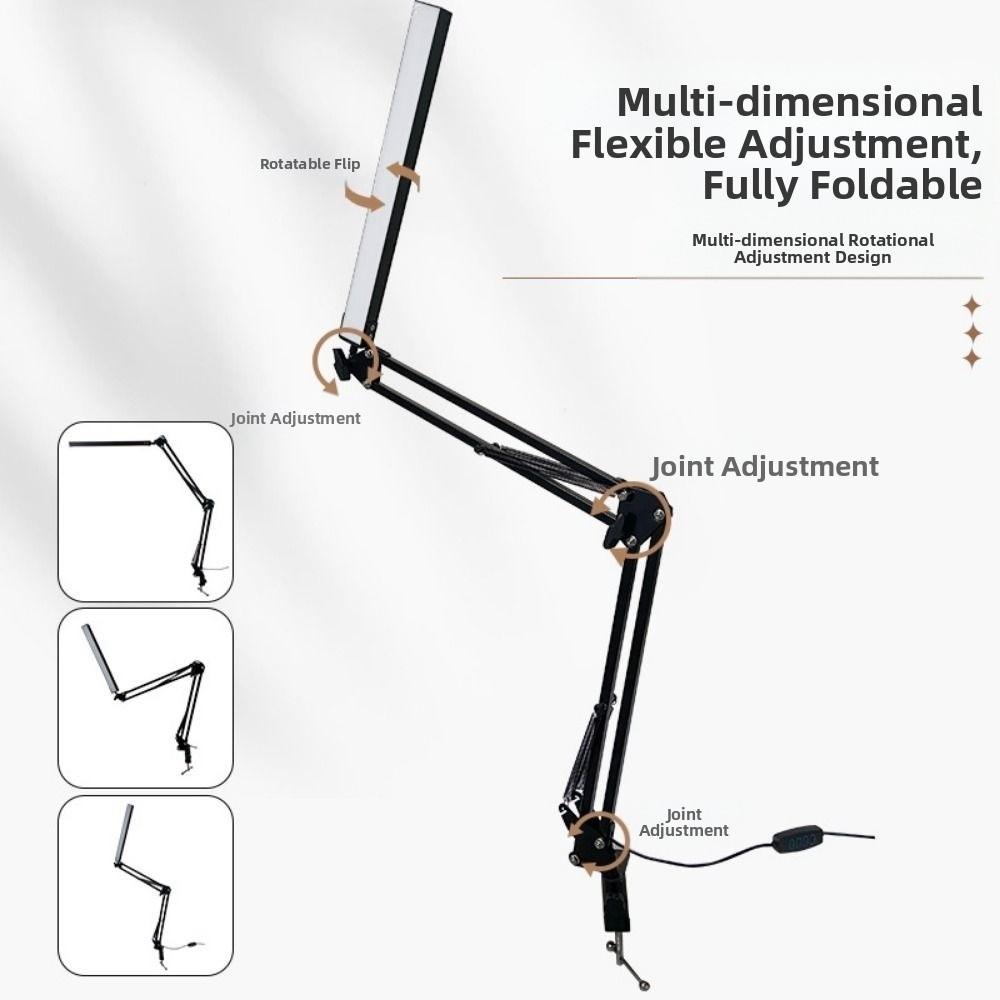 Adjustable Clip Folding Clip on Light Dimmable Swing Arm Desk Lamp  Bedroom