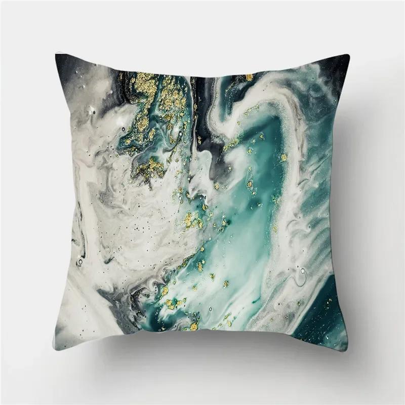 Home Decor Marine Marble Pattern Ative Pillowcase Polyester Cushion Cover  Pillow Sofa