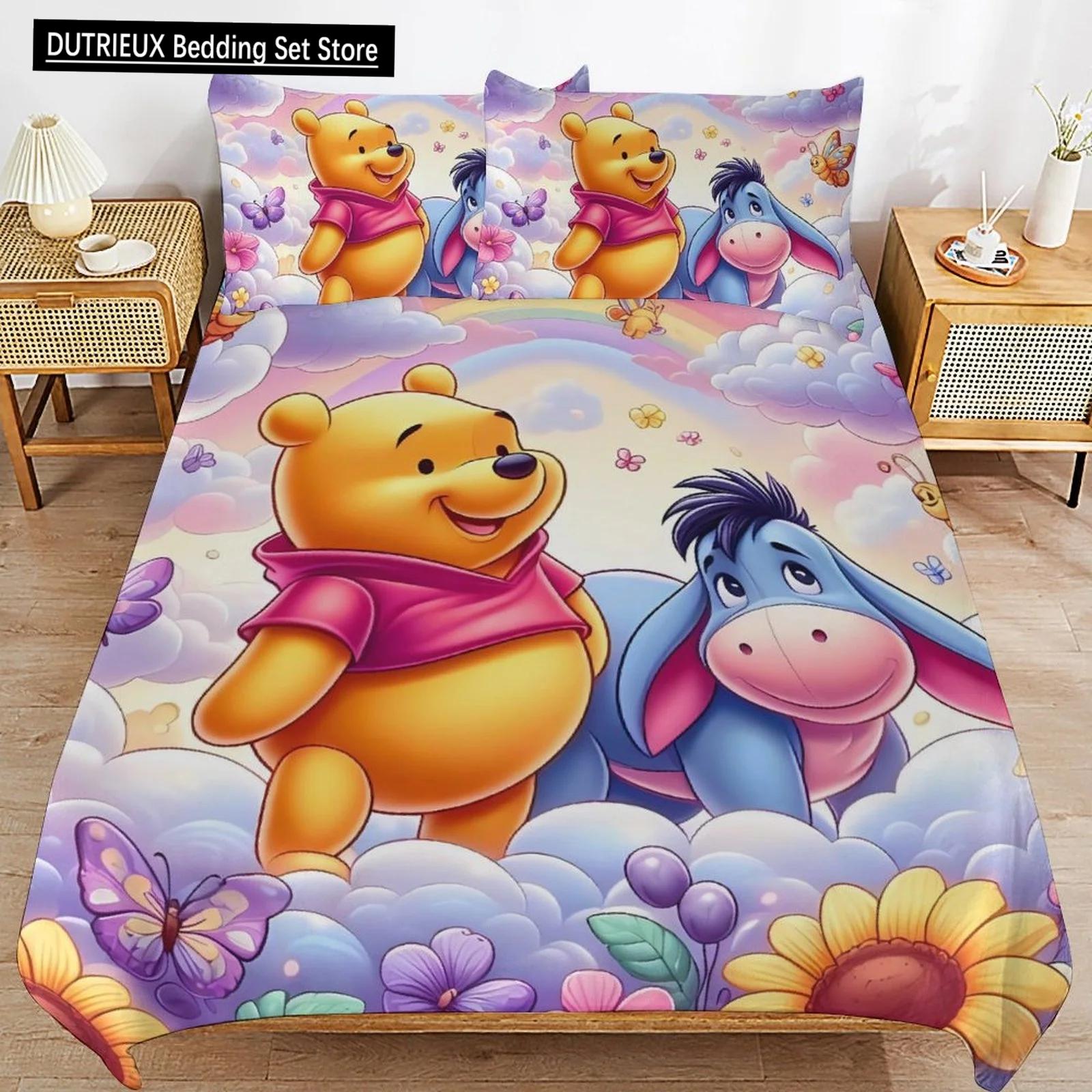 

Winnie The Pooh Duvet Cover Microfiber Bedding Sets Comforter 1 Duvet Cover and Pillow Shams for Kids Boys Girls Bedroom Decor EU single(135x200cm)