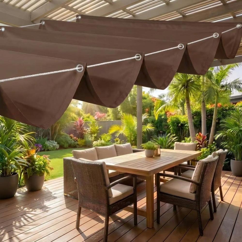 UV Protection Wave Retractable Sun Shade Canopy Waterproof Garden Sunshade Net Pergola Frame