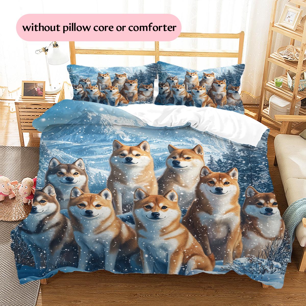 

Shiba Inu Pattern Bedding Home Decoration Birthday Gift (1 * duvet cover + 2 * pillowcase, without core) 135x200cm