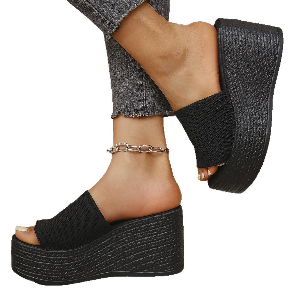 Women's Wide Width Slippers 2025 Fashion Thick Sole Platform Slide Sandals with Fish Mouth Design