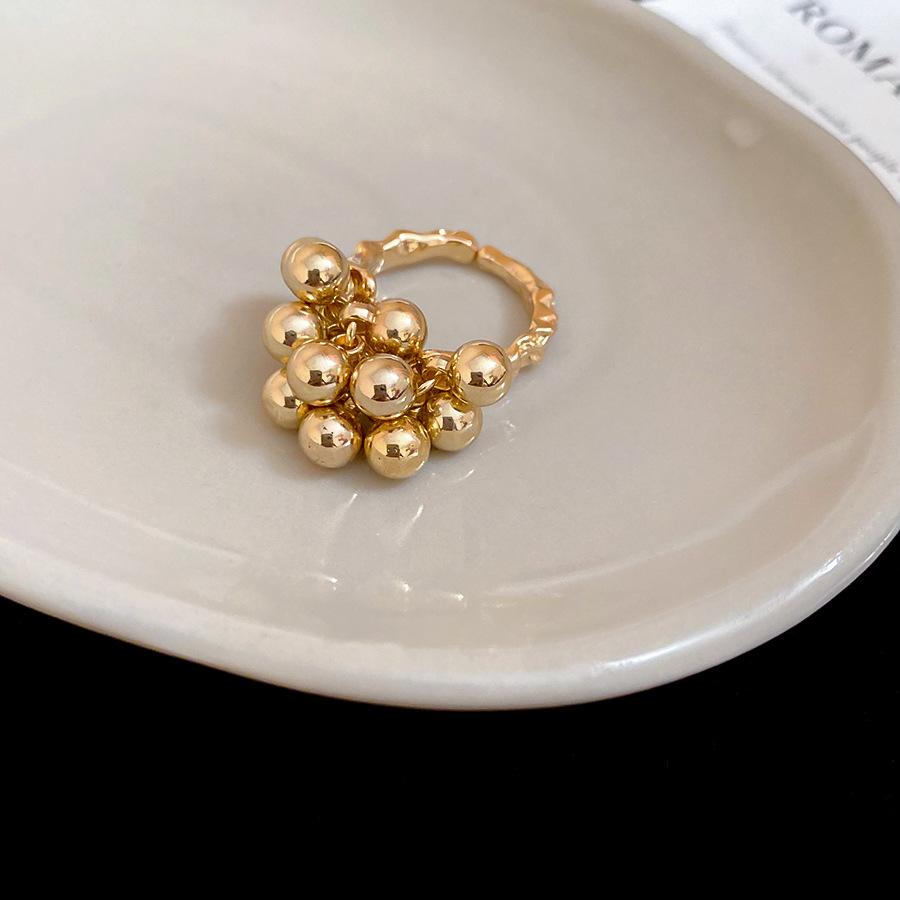 Irregular pleated round ball open ring ins wind versatile index finger ring light luxury jewelry