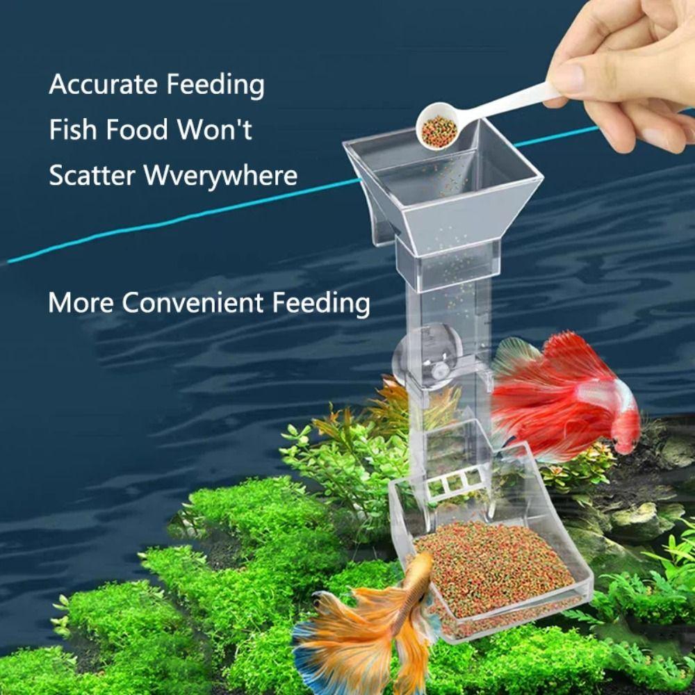Acrylic Aquarium Fish Tank Feeder Tube with Suction Cup Feeder Bowl New Shrimp Feeding Dish