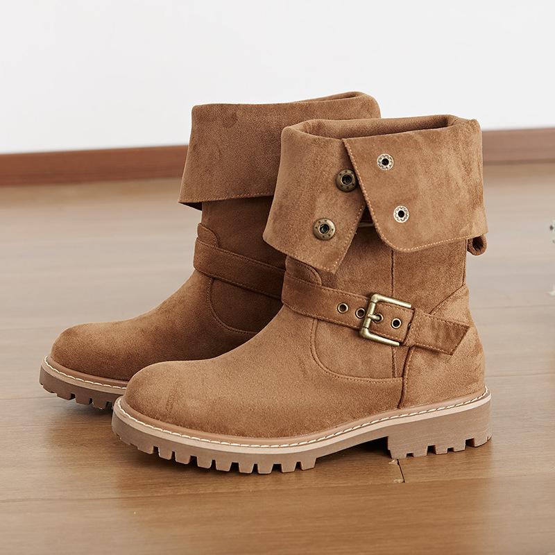 

Внутренние увеличивающие рост ретро ботинки Мартин женские осенние новые модели, но до колена два варианта носки, западные короткие ботинки 40 темно-коричневого