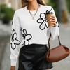 Cross-border Europe, America, Autumn and Winter New Women's Sweater Fashion Flower Three-dimensional Embroidery Round Neck Pullover Long Sleeve 
