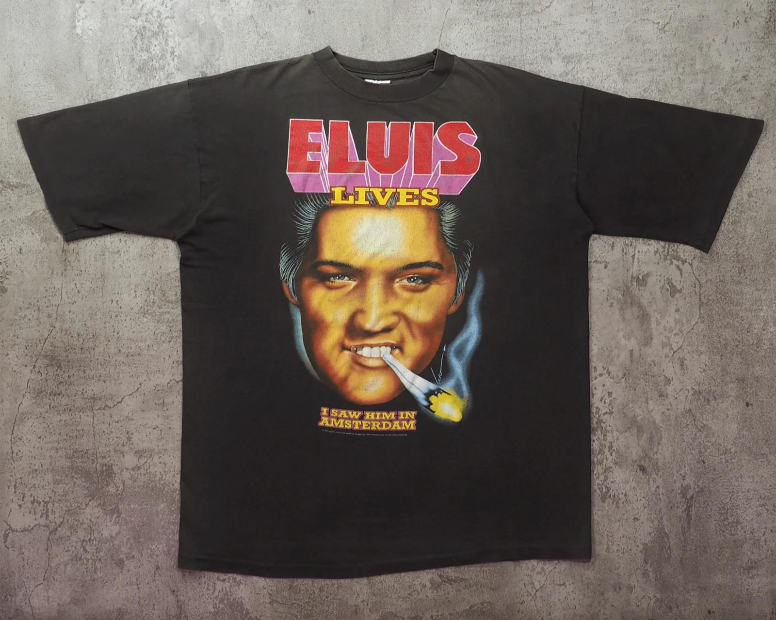 Vintage 1990s Elvis Lives In Amsterdam shirt Size L 2XL