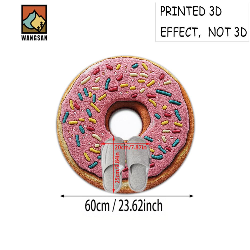 1pc Donut Round Carpet Flannel Sweet Treats Christmas Living Room Floor Mat Festive Cheer Addition Diameter 60cm