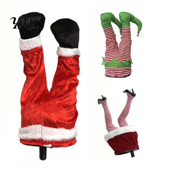 Decorative Santa Boots for Mantels Christmas Swinging Leg Ornament, Electric Hanging Legs Tree, Tree Fluffy Funny Topper with Clip, Holiday