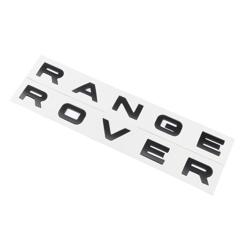 Compatible with Land Rover RANGE ROVER and Range Rover Evoque hood and rear emblems, featuring front and back English lettering stickers.