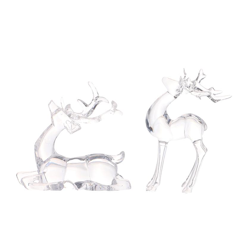 1Pc  Deer Figurines Desktop Ornament Transparent Elk Reindeer Sculpture