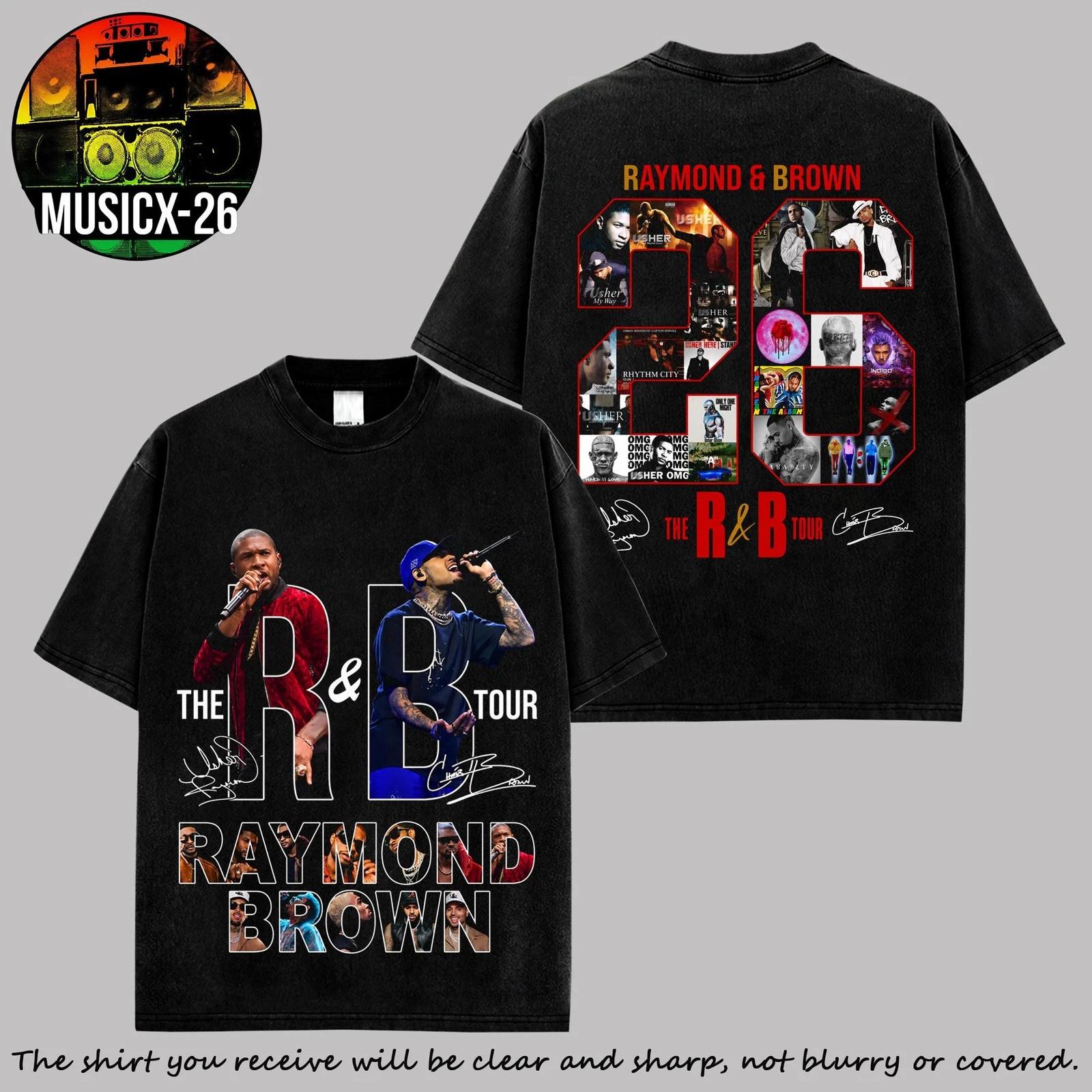 Usher Chris Brown T Shirt Raymond Brown The R&B Tour 2026 Concert Merch Black 2XL