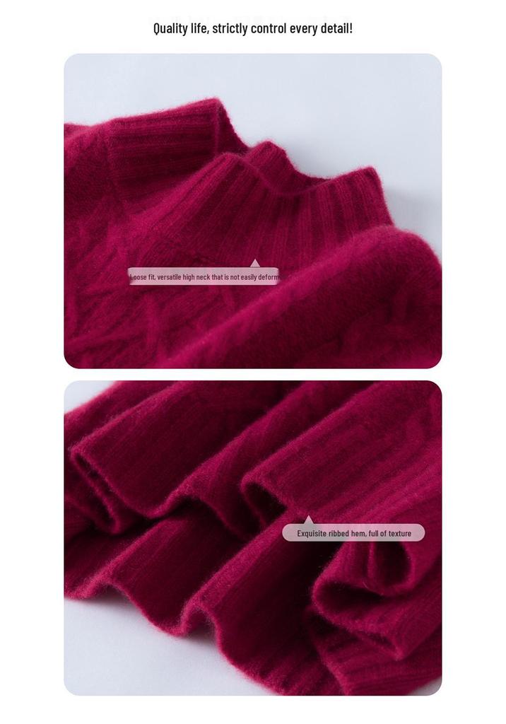 Women's Cashmere Half-High Neck Sweater: Slim, Warm, Fashionable Knit for Autumn/Winter