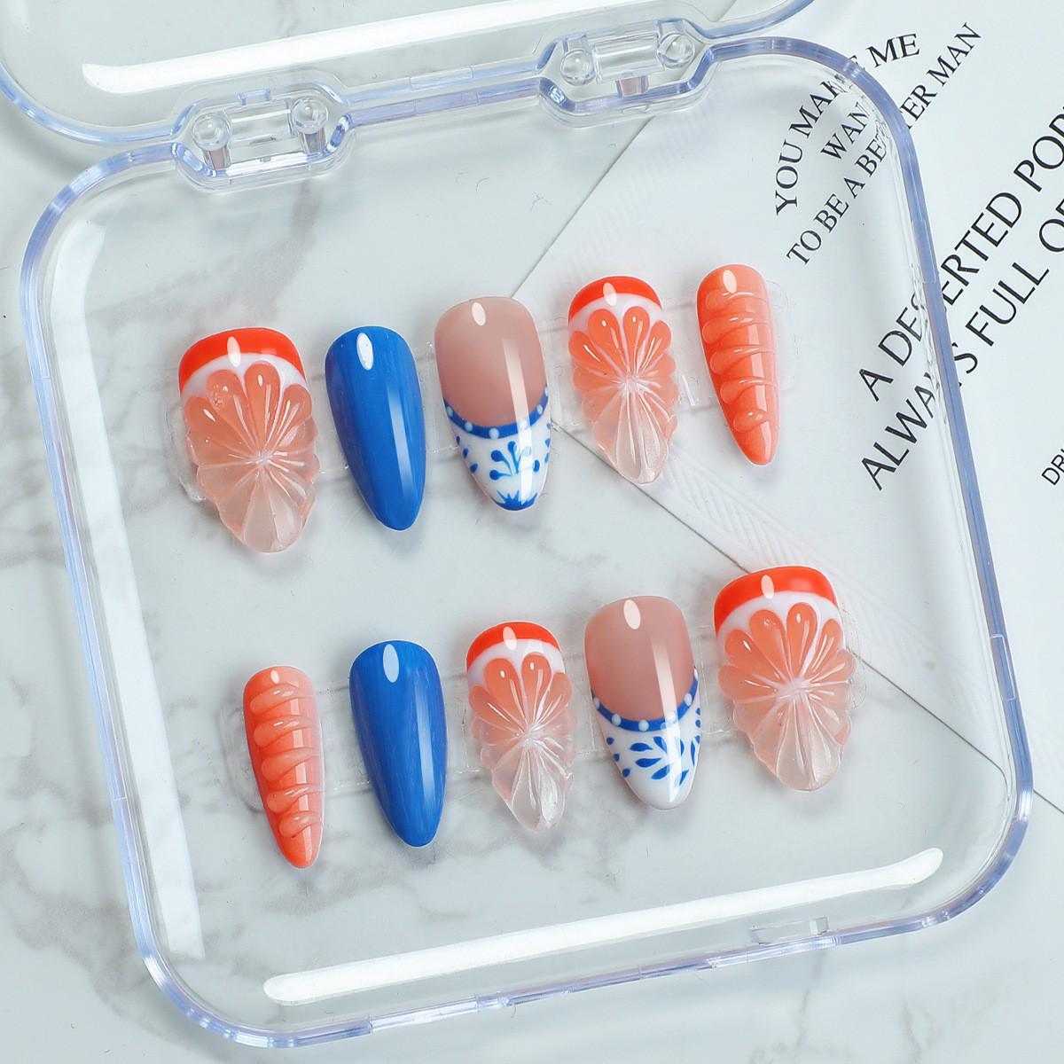 

Exquisite Handmade 3D Orange Wearable Nails Small