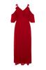Moda damska Nowa sukienka w dużych rozmiarach, czerwona, tkana, z podwójnym kołnierzem, szyfonowa suknia wieczorowa