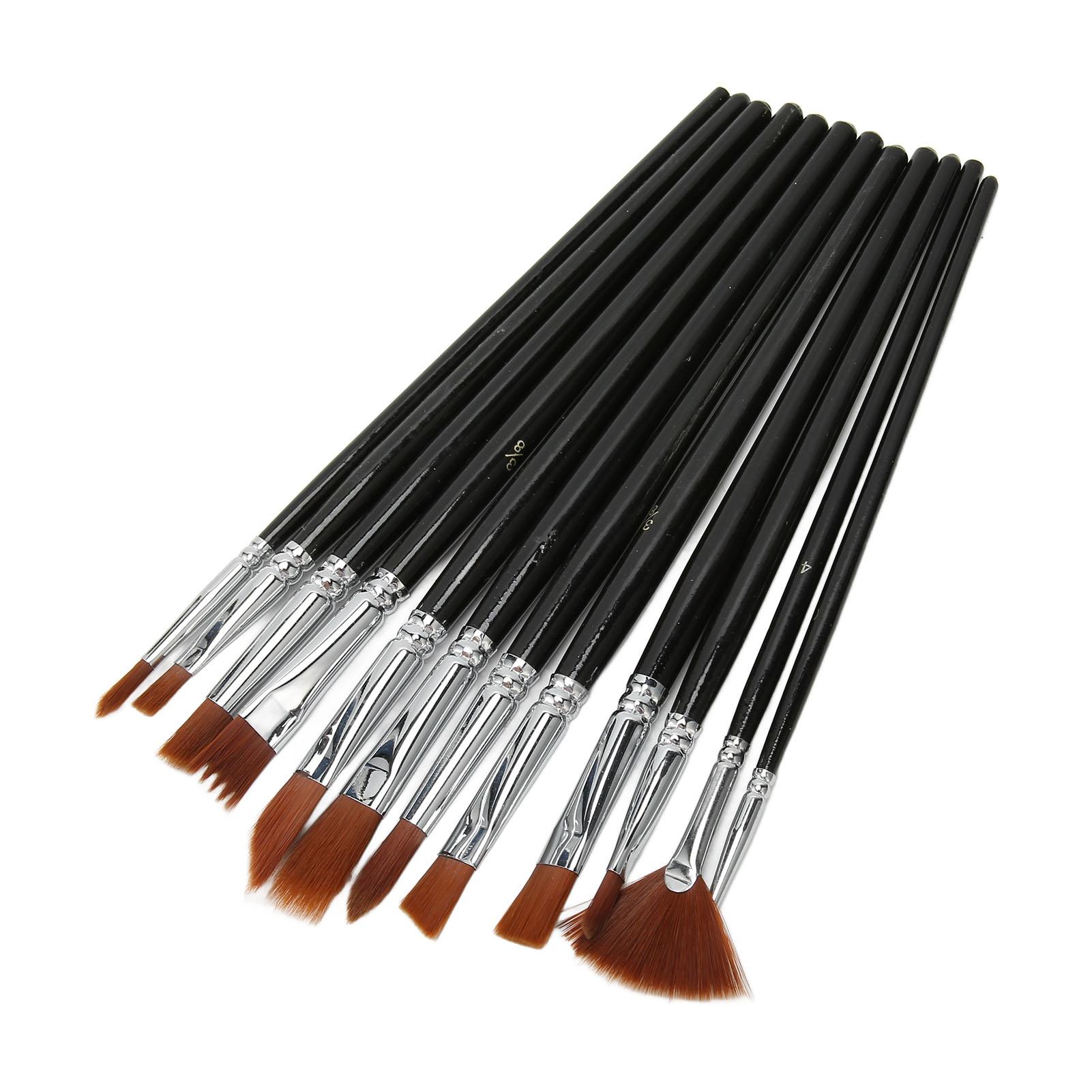 

Набор кистей для рисования 12 шт. Нейлоновый ворс Плоская кисть Круглая кисть Художественные кисти для акрила масла