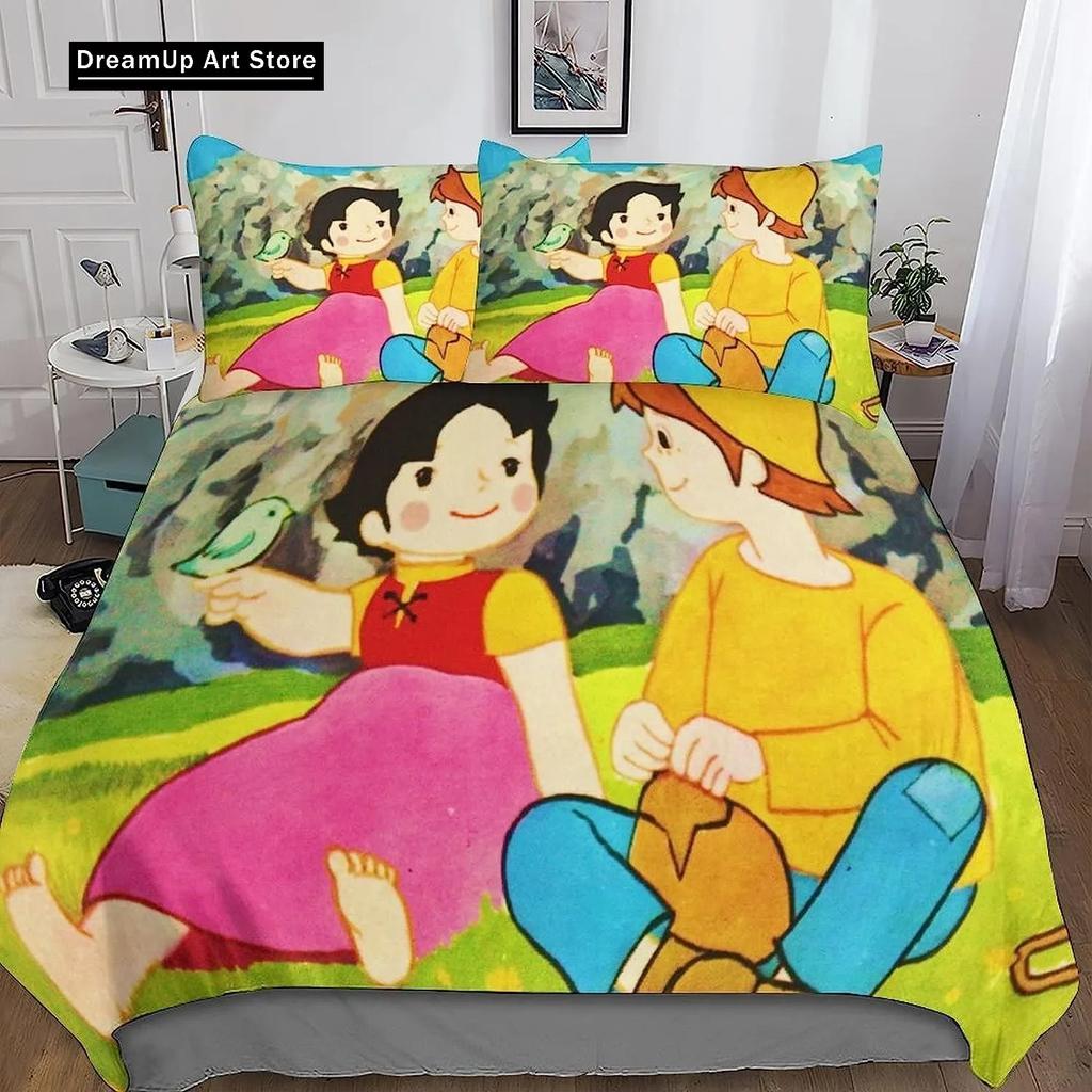 3D Print Anime Heidi, Girl of the Alps Bedding Set Single Twin Full Queen King Size Bed Set Adult Kid Bedroom Duvet Cover Sets