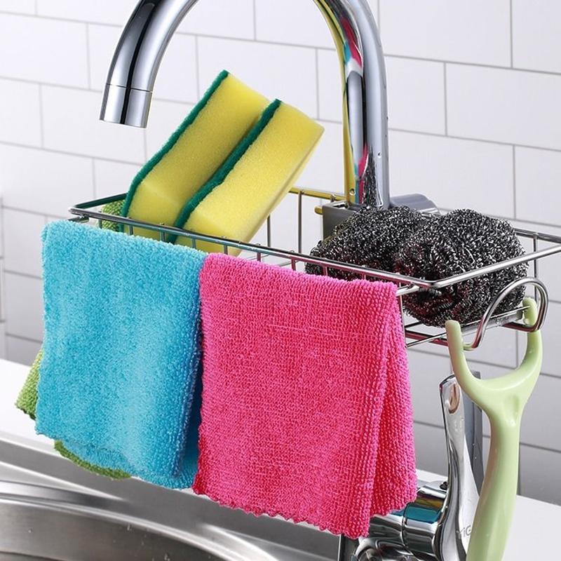 Spazio cucina Lavello in alluminio Scarico Spugna Portaoggetti Rubinetto Portasapone Scolapiatti Mensola Cestino Organizzatore Accessori per il bagno